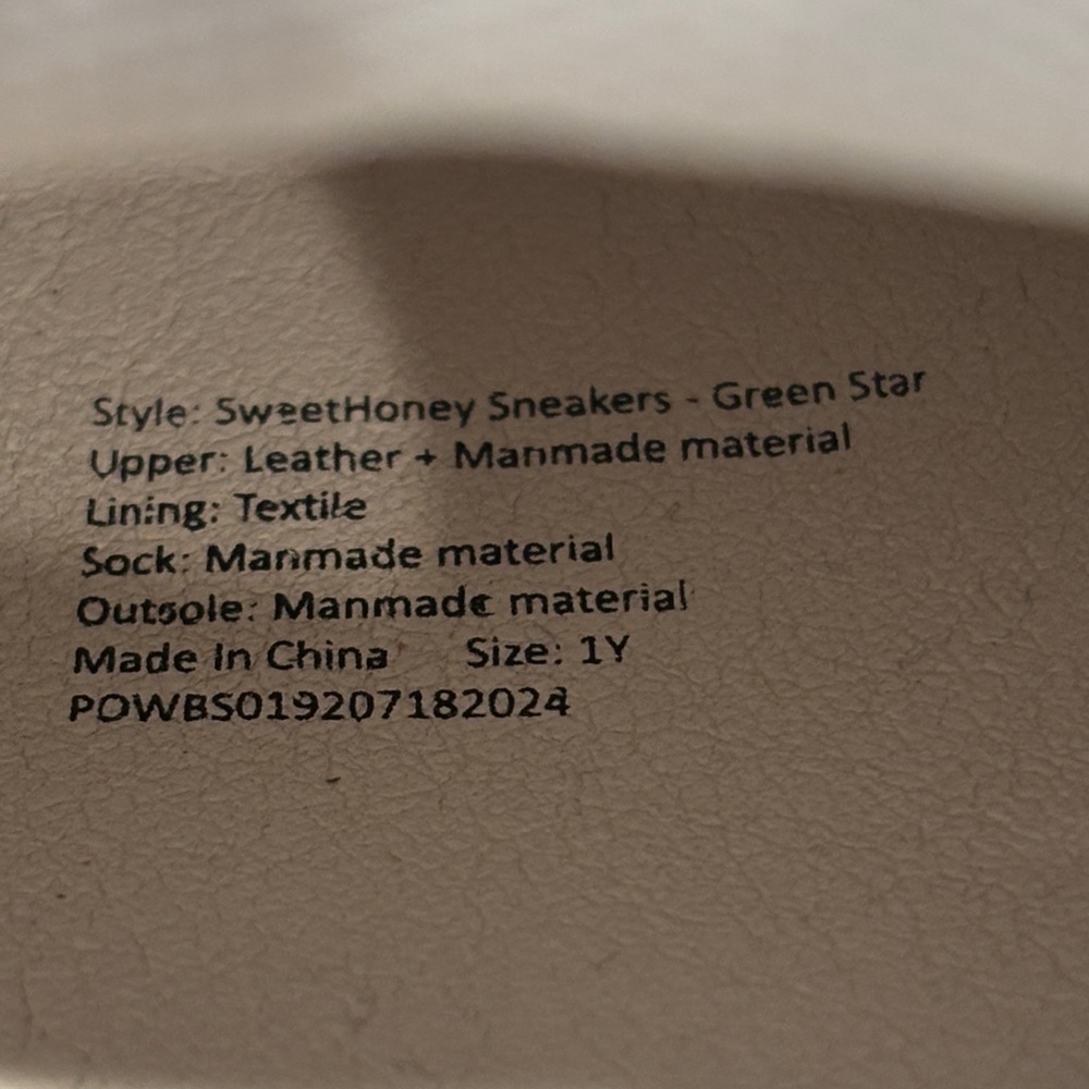 SweetHoney White and Silver Kids Sneakers with Green Star - Picture 8 of 8